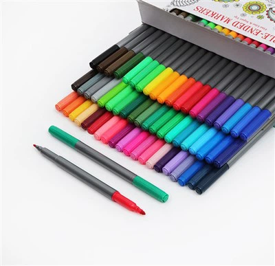 60 Cores Duas Pontas Feltro Pincel Aquarela