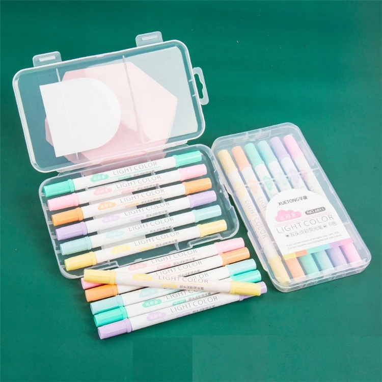 6pcs marcadores de cores pastel de ponta dupla