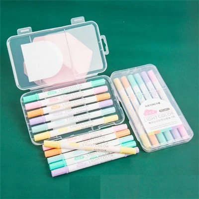 6pcs marcadores de cores pastel de ponta dupla
