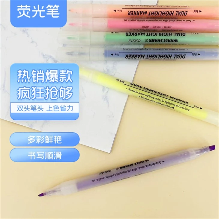 Conjunto de 6 peças de marca-texto de ponta dupla de cores suaves